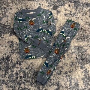 Hanna Andersson Blue Snowy Cabin Kids Pajamas